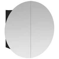 armario de bano con espejo redondo y led negro 40x40x175 cm vidaxl