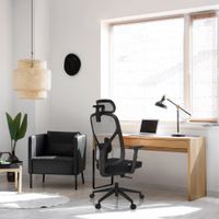 silla de oficina profesional tela  tejido de malla negro