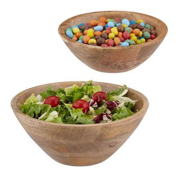 Juego De 2 Ensaladeras De Madera De Mango Natural