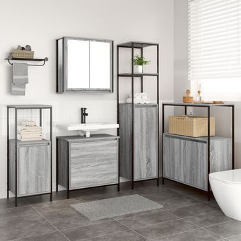 Conjunto De Muebles Para Baño De 5 Piezas En Gris Sonoma De Madera V2226 Unico / Gris