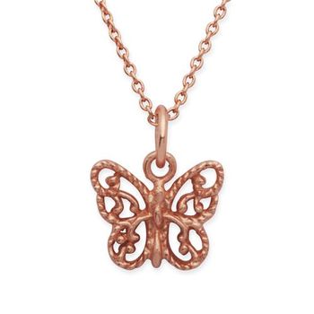 Cadena de plata 925 chapado en oro colgante mariposa