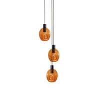 lampara de techo plato redondo metal negro pantalla ambar