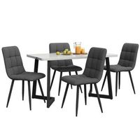 juego de mesa de comedor con 4 sillas mesa de comedor rectangular moderna sillas de comedor de lino gris oscuro estructura de metal y mdf 117x68x75 cm