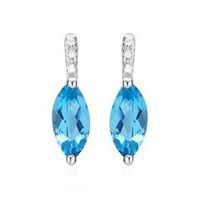 pendientes oro blanco 14 quilates topacio azul 6 diamantes