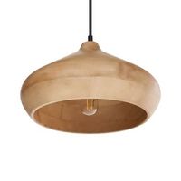 lampara colgante boho moderna forma redonda madera de mango marron claro rawi