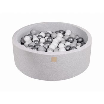 Meowbaby Piscina De Bolas, Round Seca Para Niños, Gris Claro : Plata/gris/blanco, 200 Pcs, 90x30cm