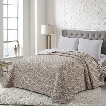 Colcha Bouti Bayas Beige Poliéster - Jacquard Color Beige Cama De 200