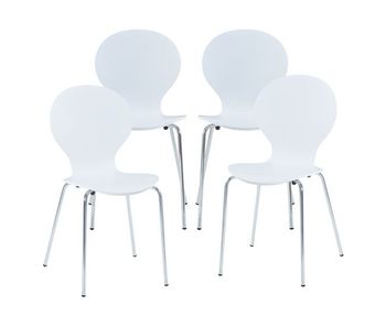 Conjunto de 4 sillas de comedor etne - blanco [en.casa]