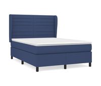 cama box spring con colchon tela azul 140x200 cm rayas horizontales