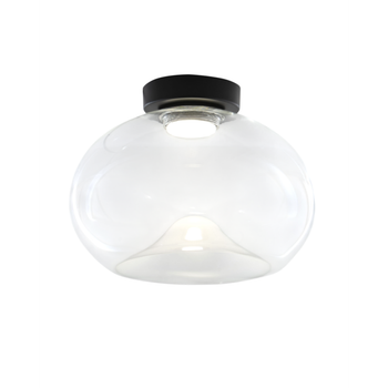 Brena - Lámpara De Techo Redonda Con Led Integrado Fabas Luce - Aplique De Pared Led Regulable De 19 W - Cóncava Transparente