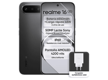 realme 16, Negro, 256GB, 8GB RAM, 6.57