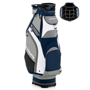 Costway Bolsa de Soporte de Golf Bolsa de Carro de Golf Ligera y Portátil con 14 Divisores 7 Bolsillos Capucha para Lluvia 42 x 31 x 91,5 cm
