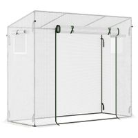 outsunny invernadero de exterior con ventanas y marco de acero invernadero para cultivar tomates flores 200x76x168 cm blanco