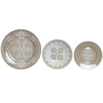 Vajilla Set 18 Porcelana 27x27x2 Delhi Beige