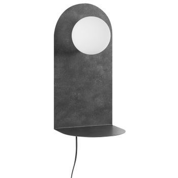 Lámpara De Pared Moderna Aplique Iluminación Pantalla Redonda Metal Acero Base Con Interruptor Encendido/apagado Gris Grafito Mapi