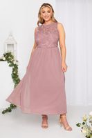 yours london vestido largo rosa sin mangas con encaje mujer curvy y tallas grandes yours london