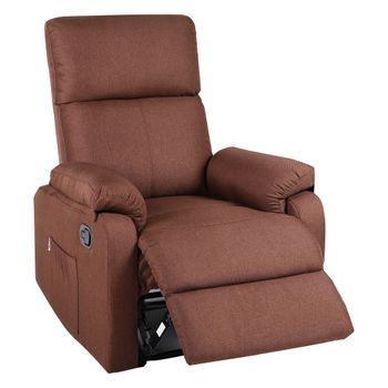 Ecode® Sillón Relax Reclinable Manual Con Tela Lavable, Calor Lumbar Y Usb | Modelo Eco-8582h | Color Marrón