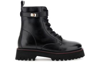 botines de piel con cordones black 37