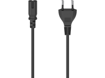 Cable alimentación europeo - Hama 00223273, enchufe de 2 clavijas, conector CA C7, 1,5 m, Protección contra dobleces, Negro
