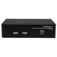 startech conmutador switch profesional kvm 2 puertos video displayport usb con audio