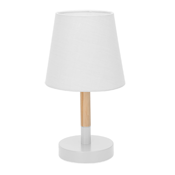 Aigostar – Lámpara de Mesa, Lámpara de Mesita de Noche Pequeña de Madera Moderna, lámpara de Noche con Tulipa de Tela Blanca y Base de Metal, Portalámparas E14, Ecológica, Decorativa y Vintage