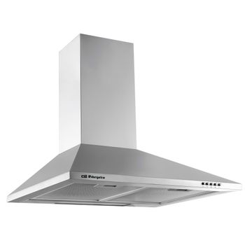 Orbegozo DS 59160 IN Campana Extractora Decorativa 60 cm Inox – Clase Energética B, Extracción 314.6 m³/h, Motor 65W, 3 Niveles de Potencia, Luz LED 2W, Chimenea Regulable y 2 Filtros de Aluminio