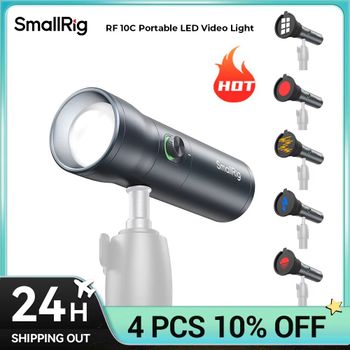 SmallRig - Luz de Video LED RF 10C Portátil y Enfocable, 4 Colores, Mini Foco de 10W, CRI 96, TLCI 98, para Bodas, Transmisiones en Vivo y Video