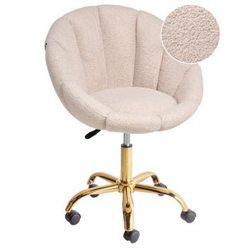 Silla De Oficina Giratoria Elegante Altura Ajustable De Bouclé Beige Annabelle