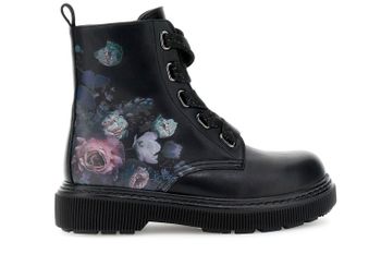 botines de piel sintética con estampado floral black 36