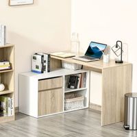 escritorio esquinero para ordenador blanco y roble 120 x 92 x 755 cm