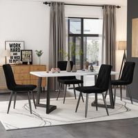 conjunto de mesa y 4 sillas - mueble de comedor - mdf y metal - negroblanco 117x68x75cm