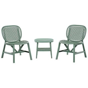 Conjunto De Balcón Para Jardín Al Aire Libre Con Mesa Y Sillas Bajas De Material Sintético Verde Sicelle