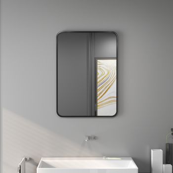Espejo De Baño De Vidrio Metal Homcom 50x70 Cm Negro