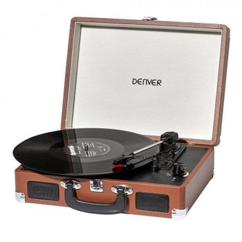 Tocadiscos Denver VPL-120 2 W RMS USB AUX con altavoces integrados marrón
