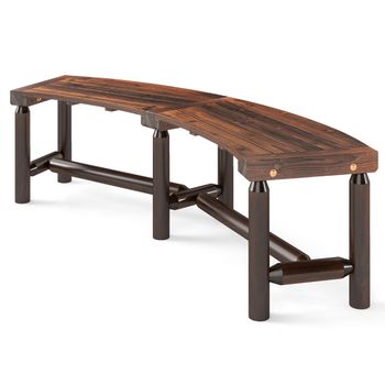 Costway Banco Curvo para Exterior para 2-3 Personas Capacidad de Carga de 360 kg Sin Respaldo para Jardín 170 x 58 x 45 cm Marrón
