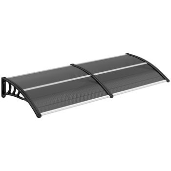 Outsunny Marquesina de Protección contra Sol y Lluvia 196x75x23 cm con Cubierta de Policarbonato para Puertas y Ventanas Negro
