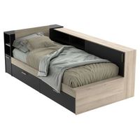 cama life con almacenaje dormitorio juvenil negro y roble kronberg 90x190-200 cm