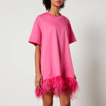 Marques Almeida Ostrich Feather Hem Cotton-Jersey T-Shirt - S