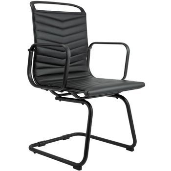 Silla Cantilever Tomkin De Cuero Sintético Simil Cuero Negro 60x54x95 Cm Clp