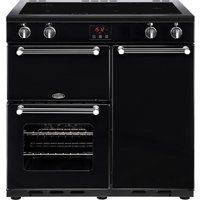 belling kensington 90 cm electric induction range cooker - black  chrome black