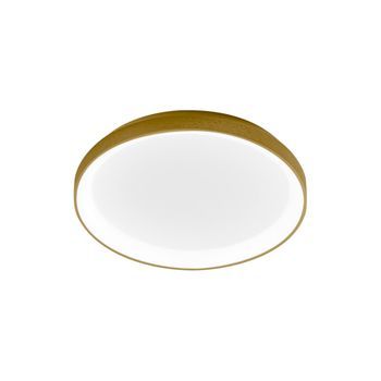 Krizia - Plafón Led Regulable 38w 3000k - Luz Cálida 3300lm, Difusor Opal, Marco Dorado, Ip20, D.27 Cm, Diseño Moderno