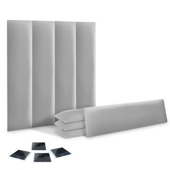 Dhome Juego De 8 Paneles Tapizados De Polipiel Premium Pack Autoadhesivos Para Pared Acústicos Absorbentes Protección (gris Claro, 60x20cm, X8)