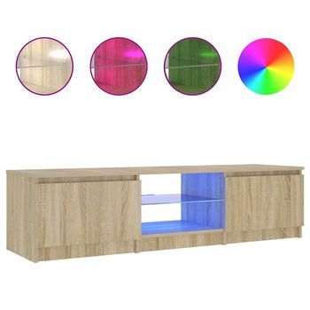 Mueble De Tv Con Luces Led Roble Ahumado 140x40x36 Cm Vidaxl