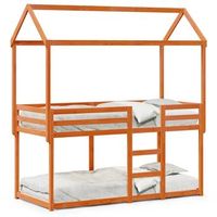cama individual  cama para adulto  cama litera con techo madera maciza pino marron 90x200 cm