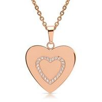 cadena de ancla de acero inoxidable rosado con colgante de corazon