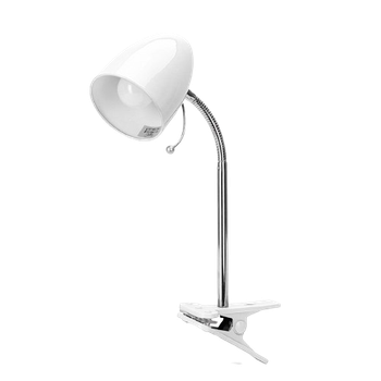 Aigostar Lámpara de Escritorio con Pinza Retro de metal, sin Bombilla, Luz Lectura con Clip para Cama Compatible con LED Bombillas Modelo E27 Máx-240V, Lampara Lectura Para Leer, Trabajar, Blanco