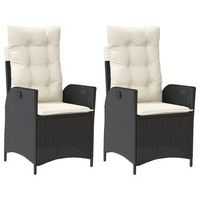 pack 2 uds sillones reclinable jardin  silla de jardin cojines ratan sintetico negro
