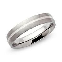 anillo de moda de acero inoxidable redondo con incrustaciones de plata 5mm