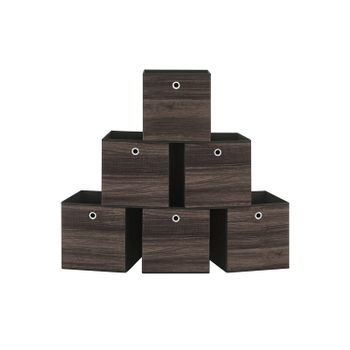 Caja Almacenaje con Asa Organizadora de Tela Oxford y Tela no Tejida Ajustable Plegable, Marrón Castaño / 30 x 30 x 30 cm