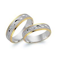 alianzas 18 quilates oro amarillo-blanco 4 diamantes